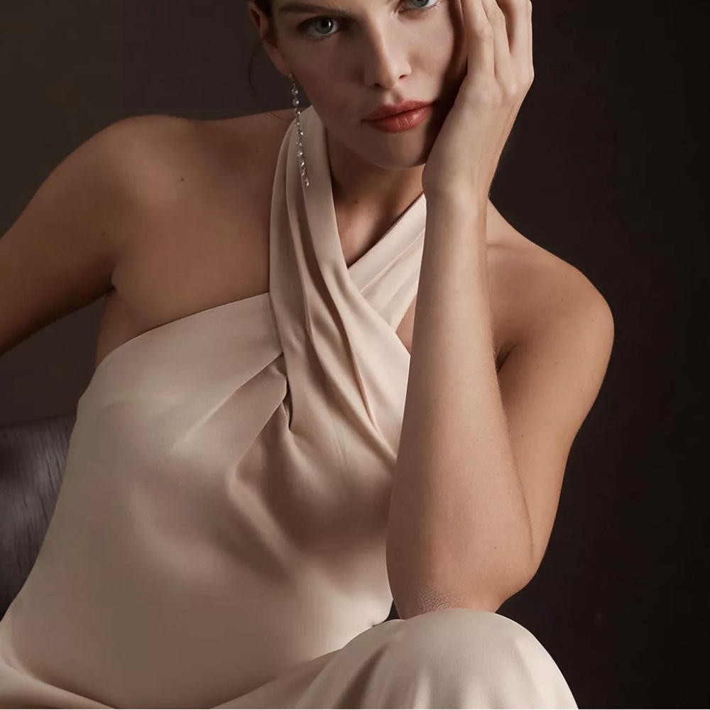 Bridesmaid dress in color “oyster”, satin charmeuse dress